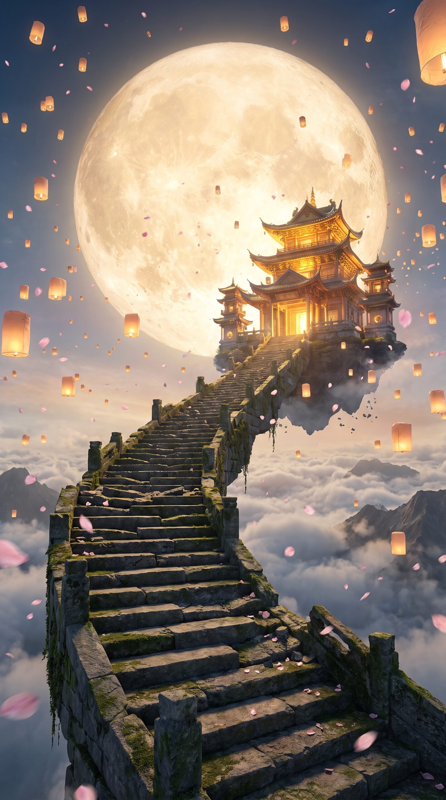 Moon Temple Stairway Wallpaper